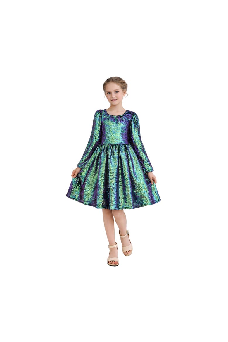 Iridescent Sequin Dress, Main, color, Green