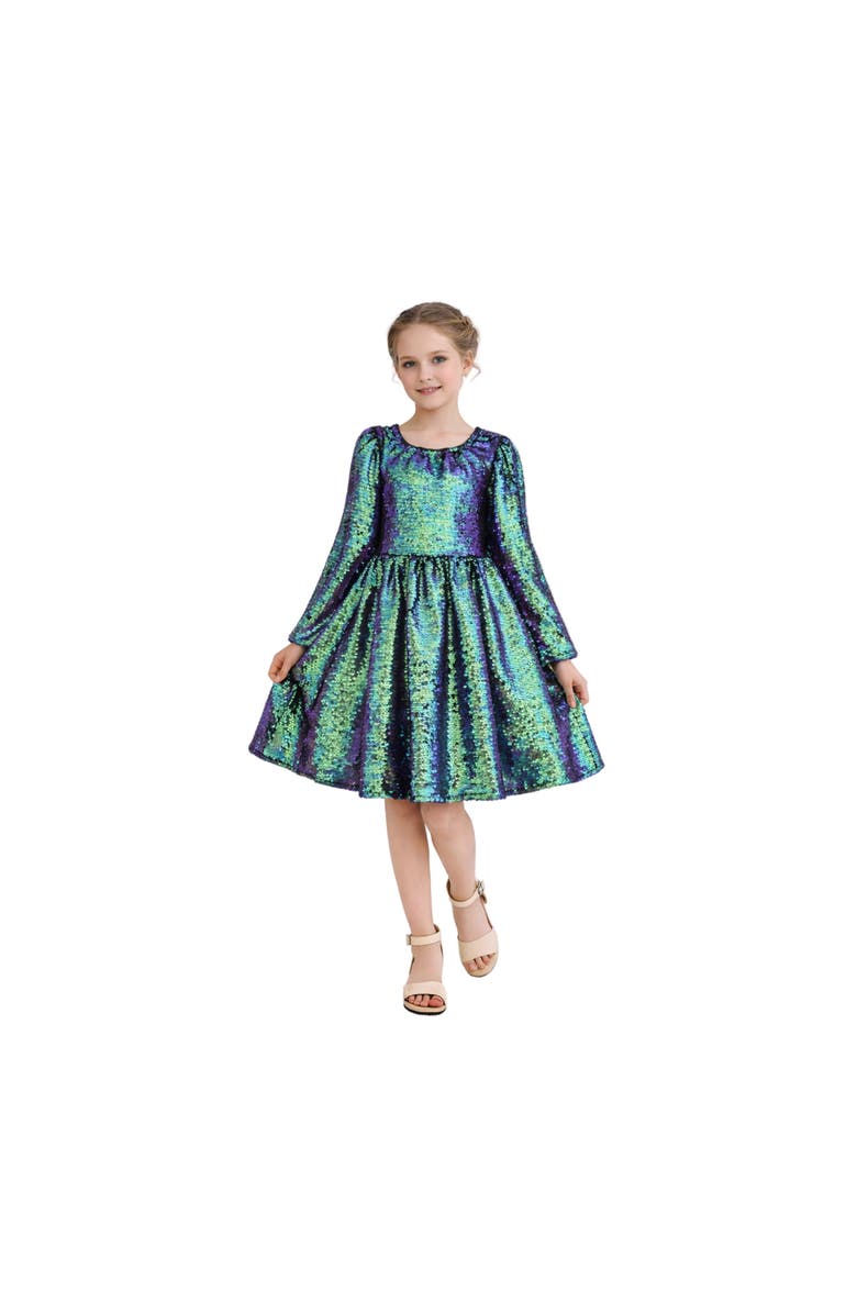 Mimi Tutu Iridescent Sequin Dress, Main, color, Green