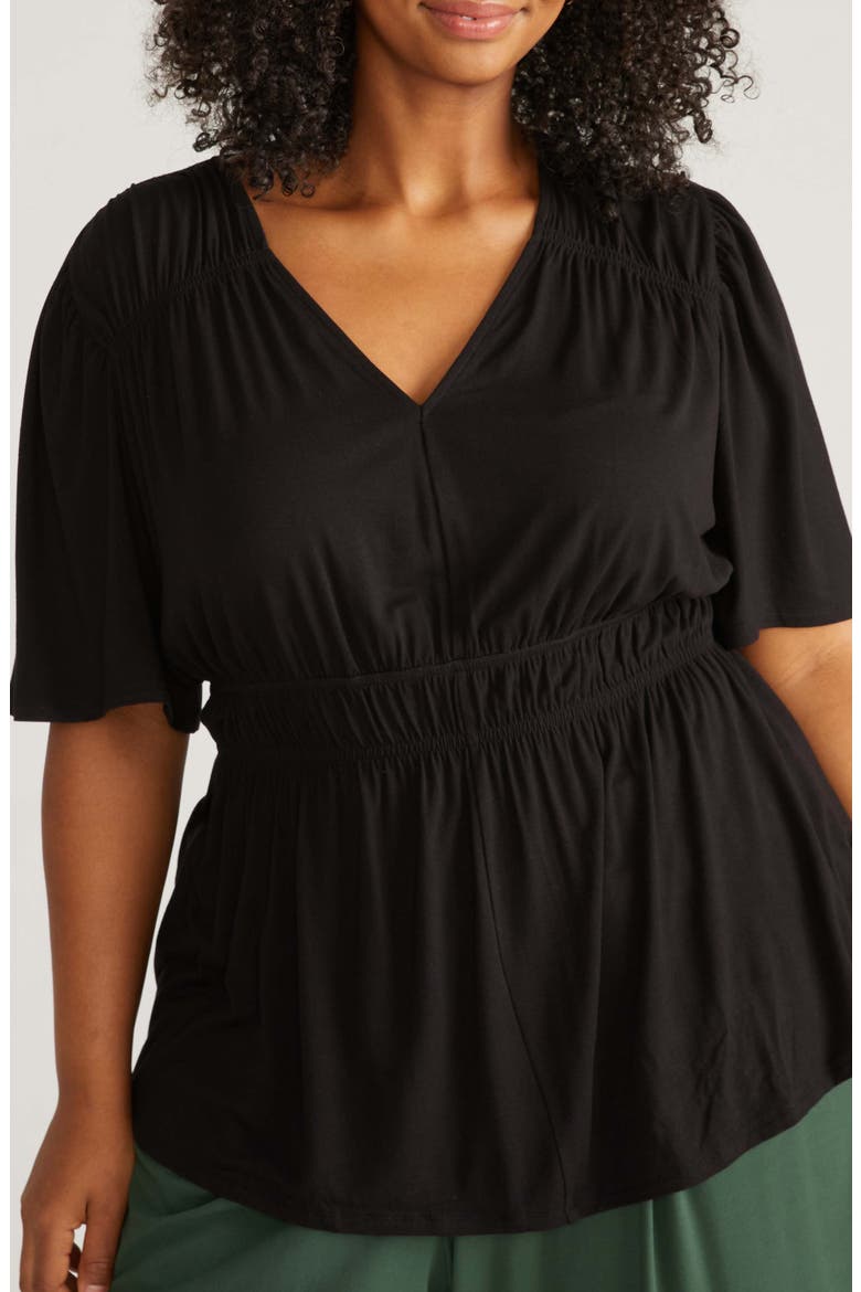 Liquid Jersey Peplum Top, Main, color, BLACK
