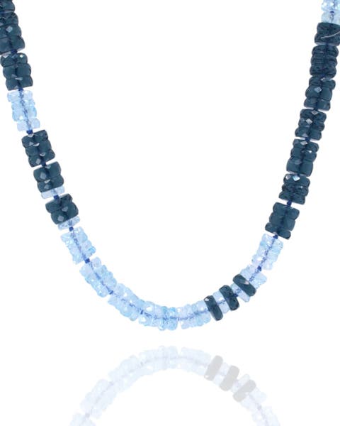 Faceted Gemstone Necklace - Topaz and Dark Blue Quartz