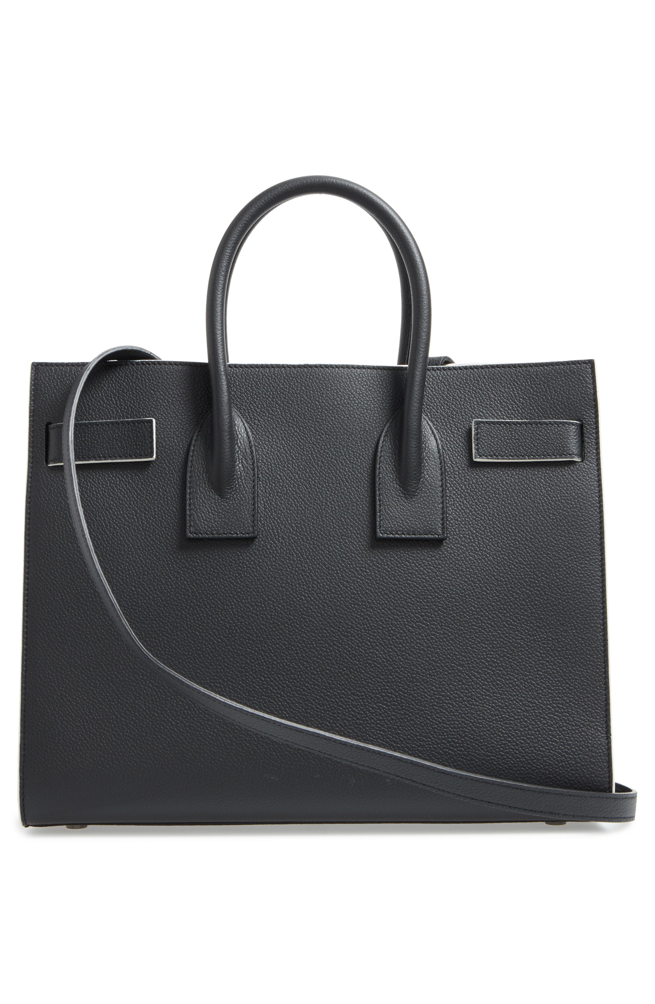 Small Sac de Jour Leather Tote, Alternate, color, NERO /PORCELLANA