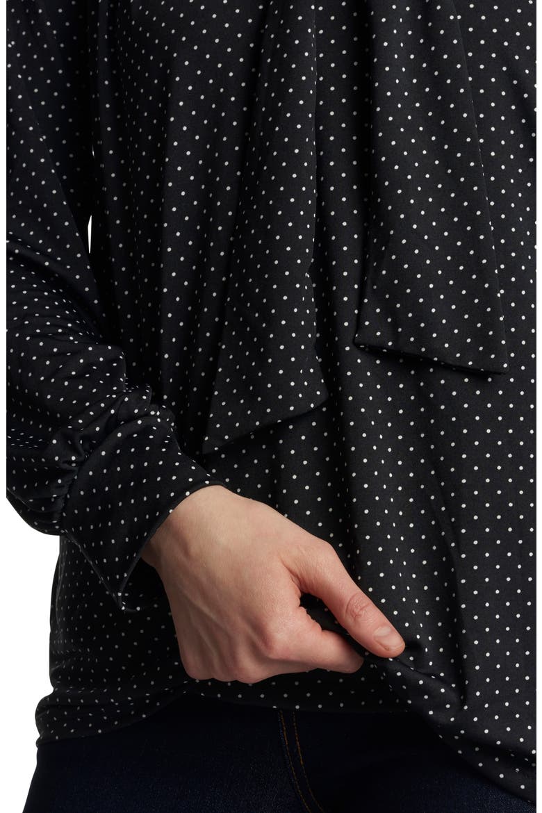 Vanessa Polka Dot Tie Neck Maternity/Nursing Top, Alternate, color, BLACK DOT