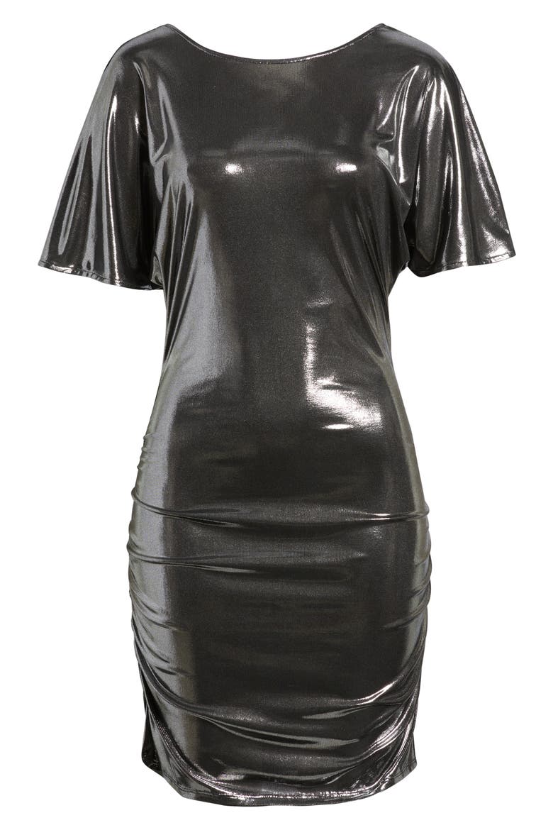 Crystal Ruched Lamé Minidress, Alternate, color, OPEN GY