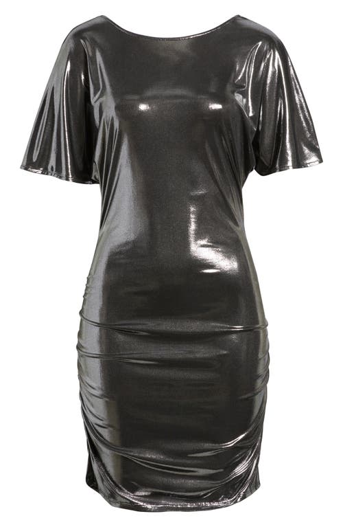 Hugo Boss Boss Orange Crystal Ruched Lamé Minidress In Gray