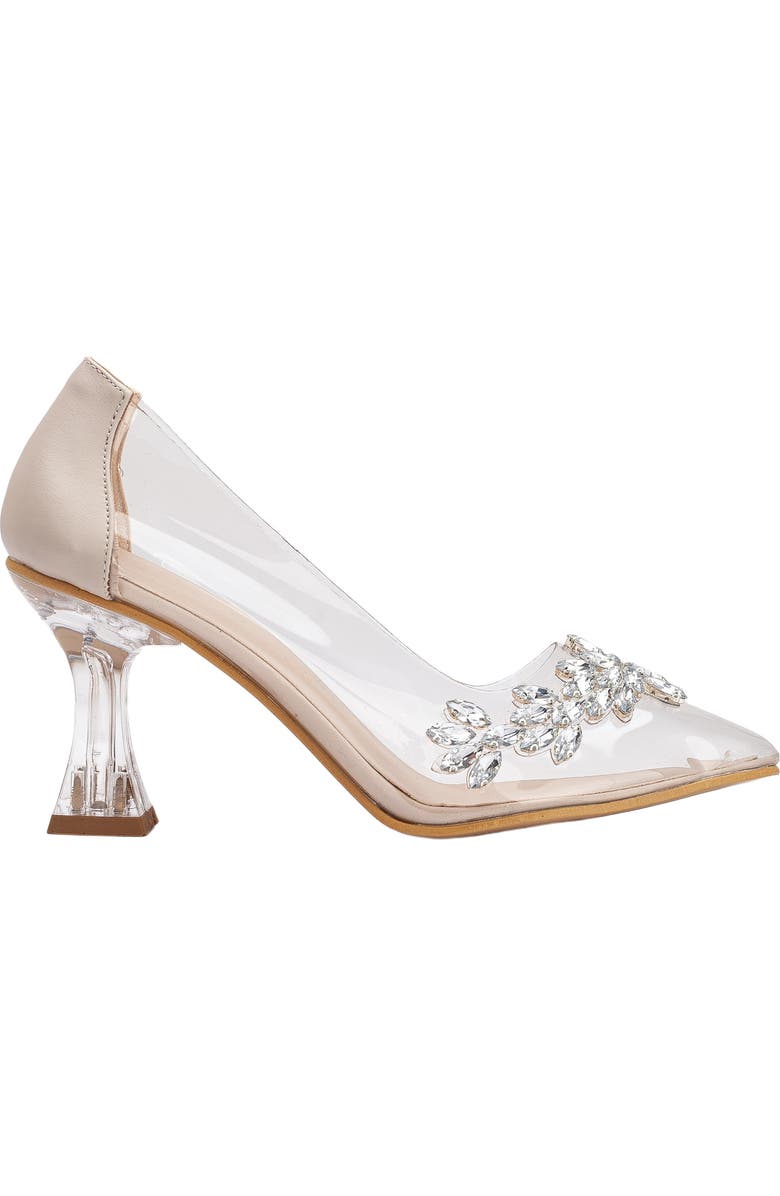 Forever & Always Shoes Cinderella Transparent High Heels, Main, color, Beige Faux Leather