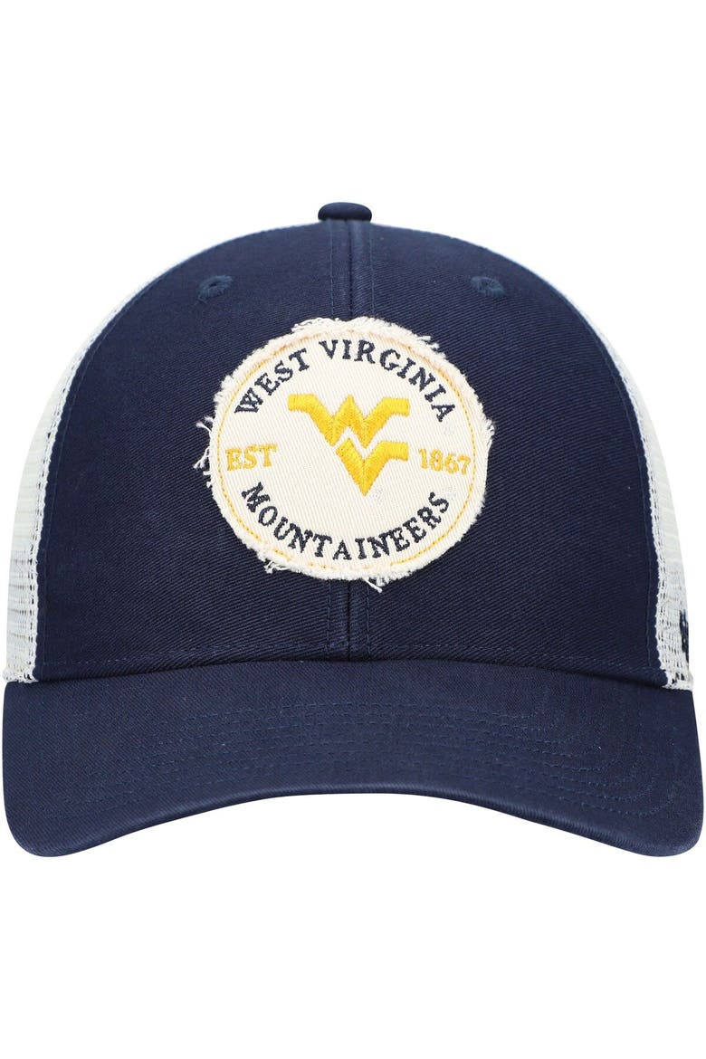Men's '47 Navy West Virginia Mountaineers Howell MVP Trucker Snapback Hat, Alternate, color, Navy