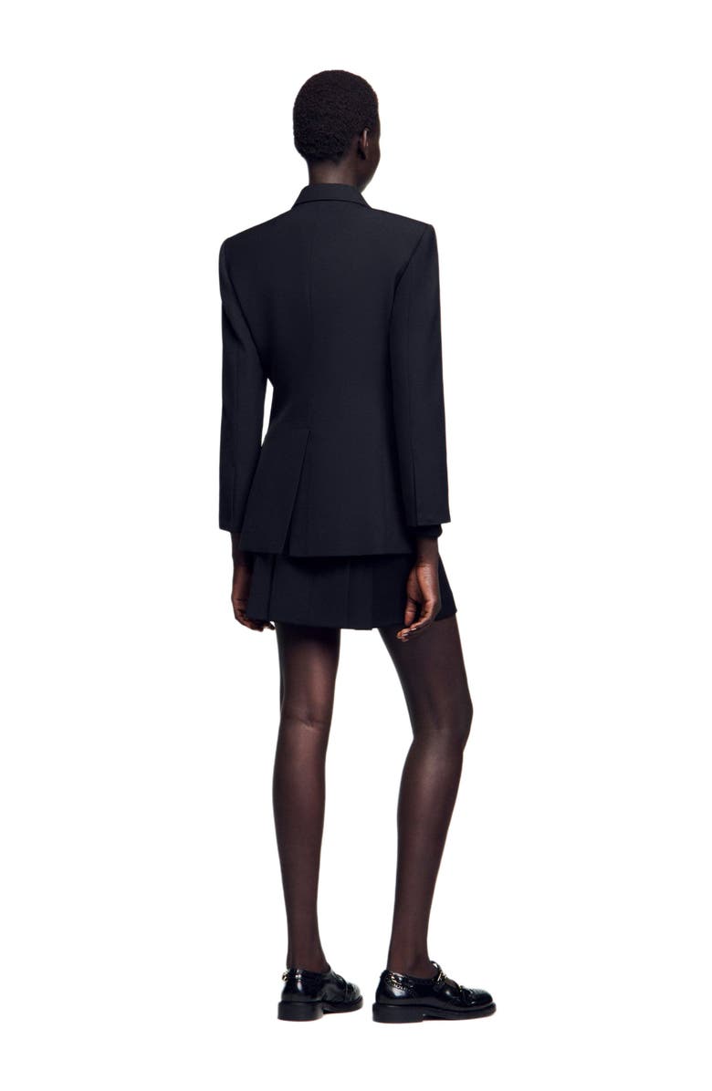 SANDRO Double-breasted suit jacket, Alternate, color, Black