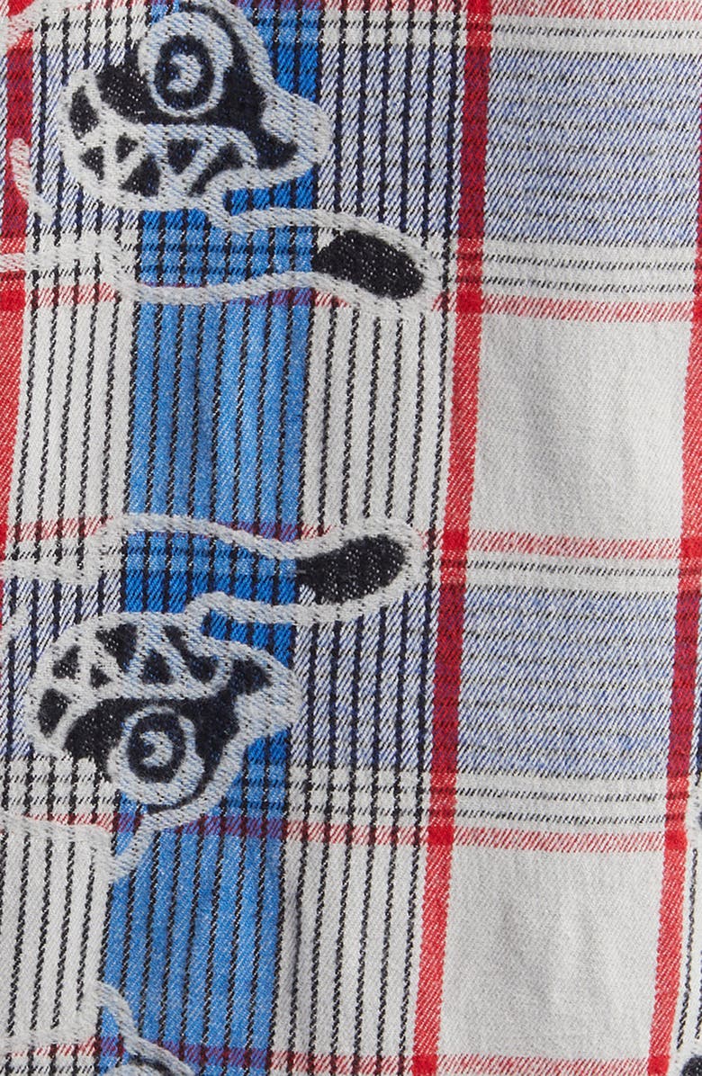 ICECREAM Harry Running Dog Plaid Flannel Button-Up Shirt, Alternate, color,