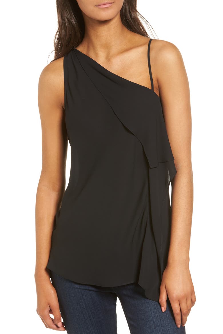 Asymmetrical Sleeveless Top, Main, color, BLACK