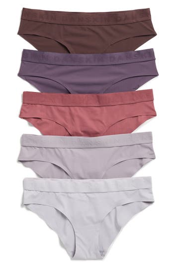 Danskin Assorted 5-pack Bonded Microfiber Ribbed Hipster Briefs In Multi