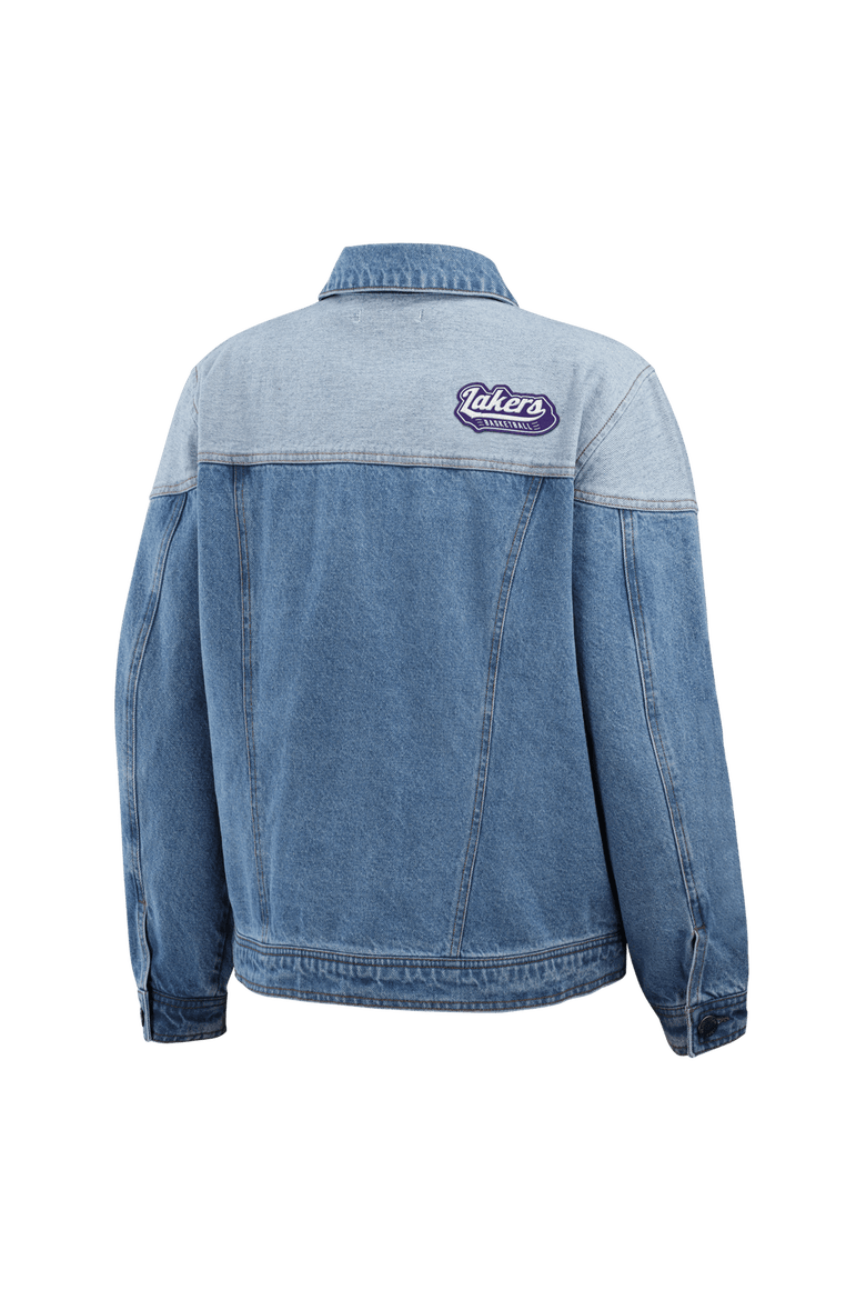 Women's WEAR by Erin Andrews Blue Los Angeles Lakers Full-Button Denim Jacket, Alternate, color, Blue
