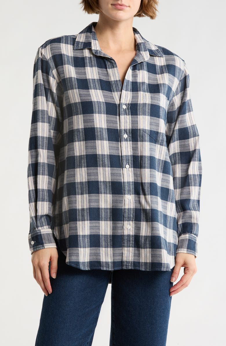 Frank & Eileen Joedy Plaid Boyfriend Button-Up Shirt, Main, color, Blue And White Plaid