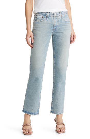 Ag High-rise Straight-leg Jeans In Blue
