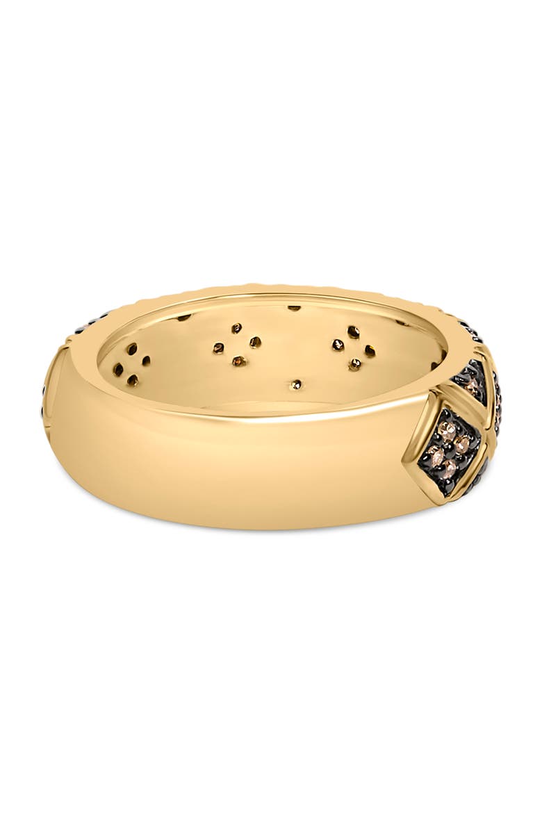 10K Yellow Gold Plated Silver 3/8 Cttw Champagne Diamond Geometric Style Band Ring, Alternate, color, Yellow Gold over Silver
