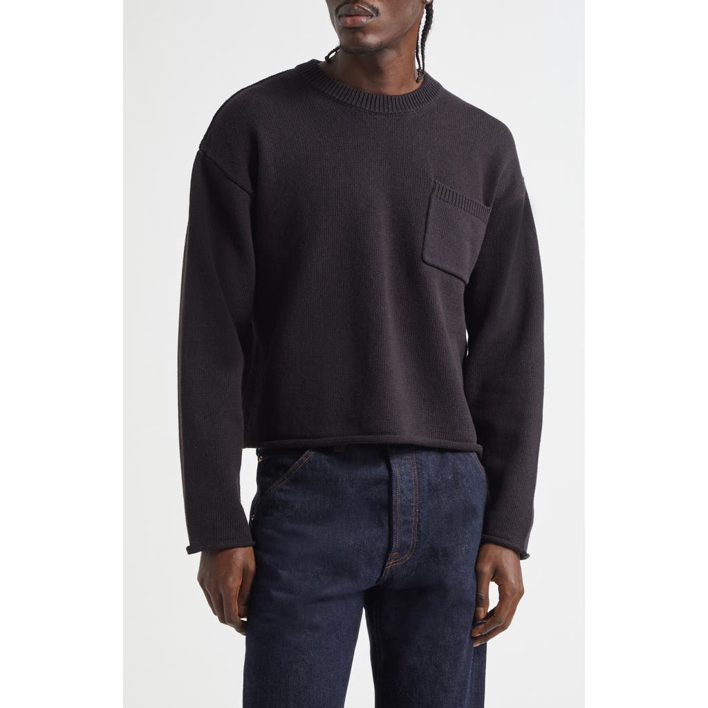 Waste Yarn Project Dom Pocket Crop Sweater in Black Solid  product
