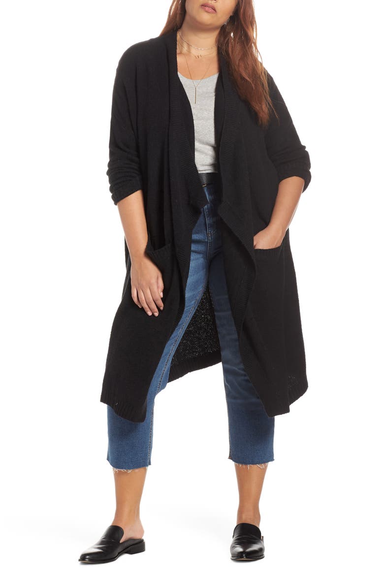 Drape Cardigan, Alternate, color, BLACK