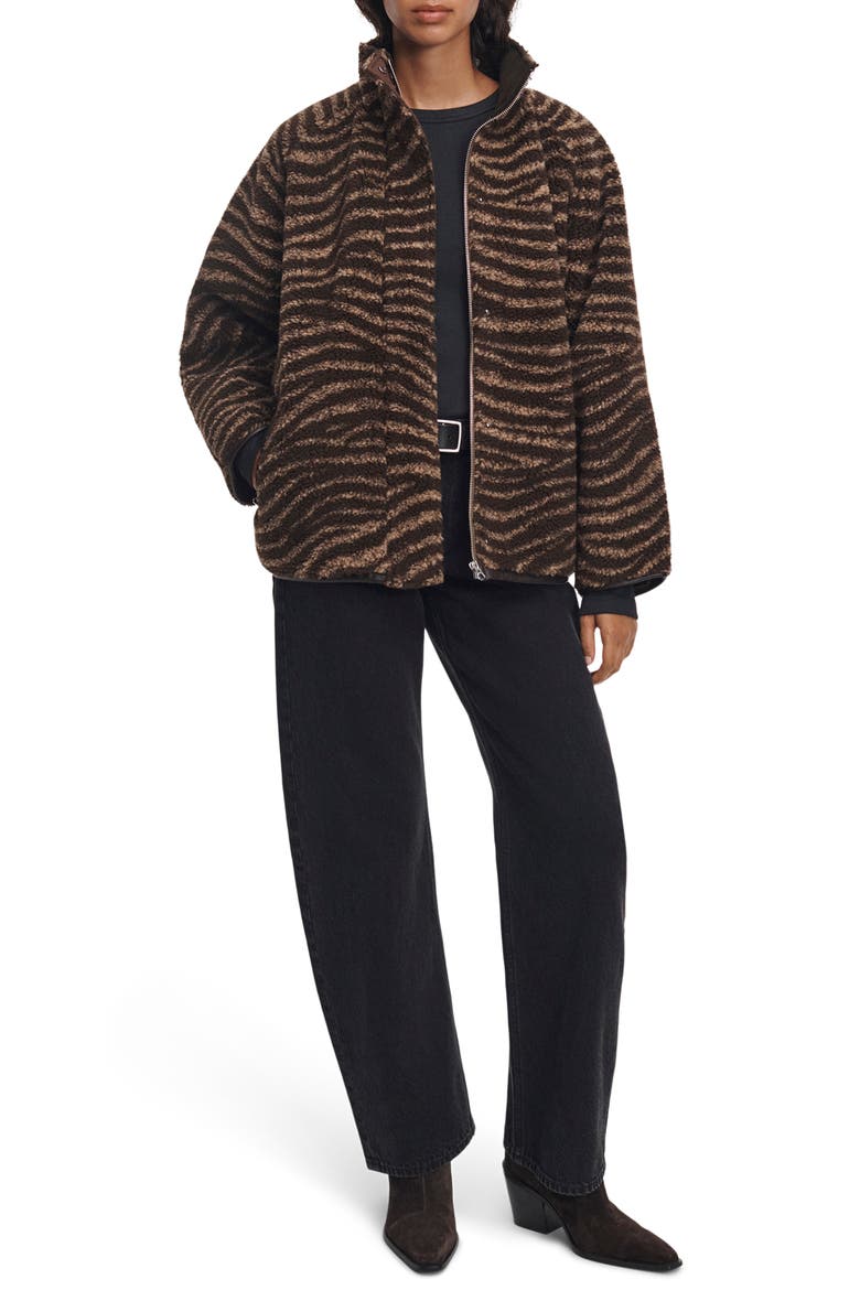 Sun Zebra Print High Pile Fleece Jacket, Alternate, color, BROWN ZEBRA