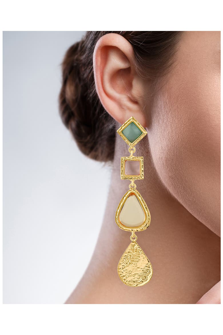 Mixed Stone Link Drop Earrings, Alternate, color, MULTI/ GOLD