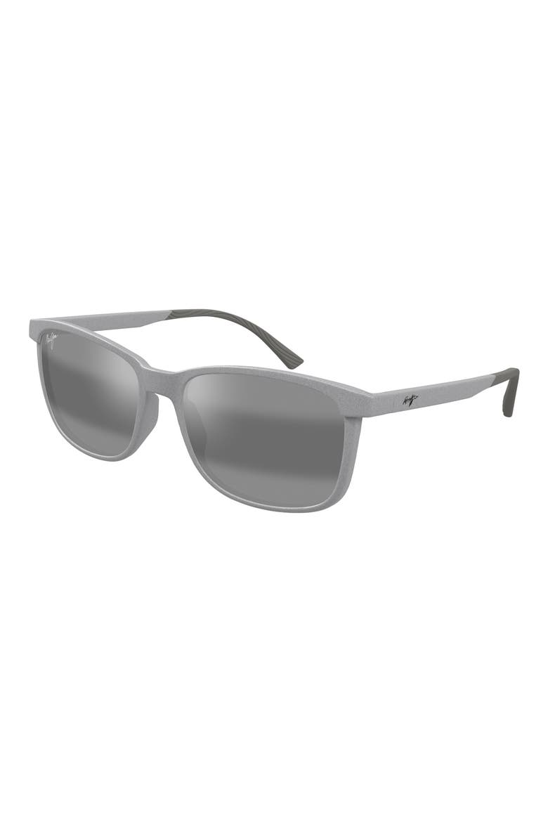 Hulili 57mm Polarized Rectangular Sunglasses, Alternate, color, MATTE GREY