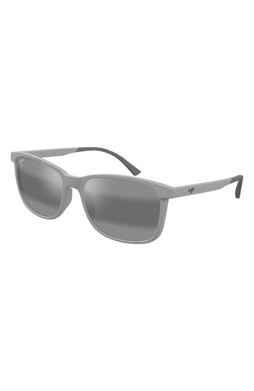 Maui Jim Hulili 57mm Polarized Rectangular Sunglasses In Matte Grey