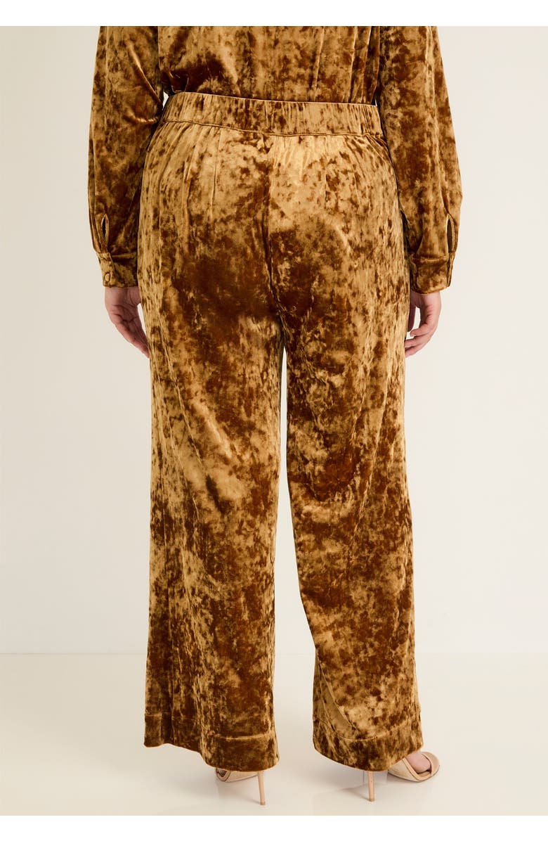 June + Vie Crushed Velvet Wide-Leg Pant, Alternate, color, Nugget Gold