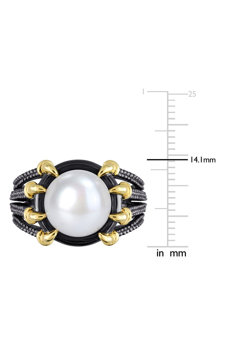 DELMAR Men's Cultured Pearl Two-Tone Ring, Alternate, color, White