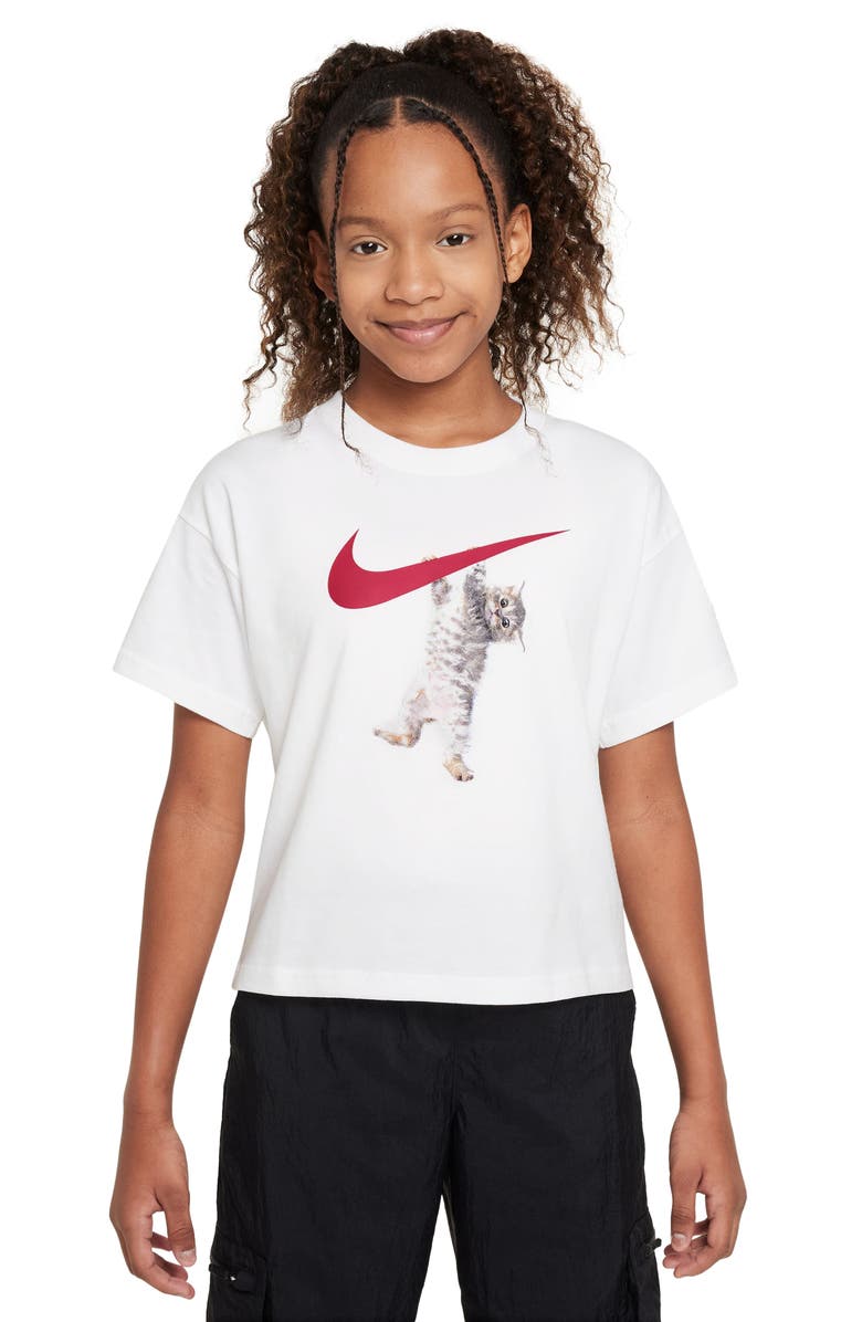 Nike Kids' Sportswear Kitten Cotton Graphic T-Shirt, Main, color, 