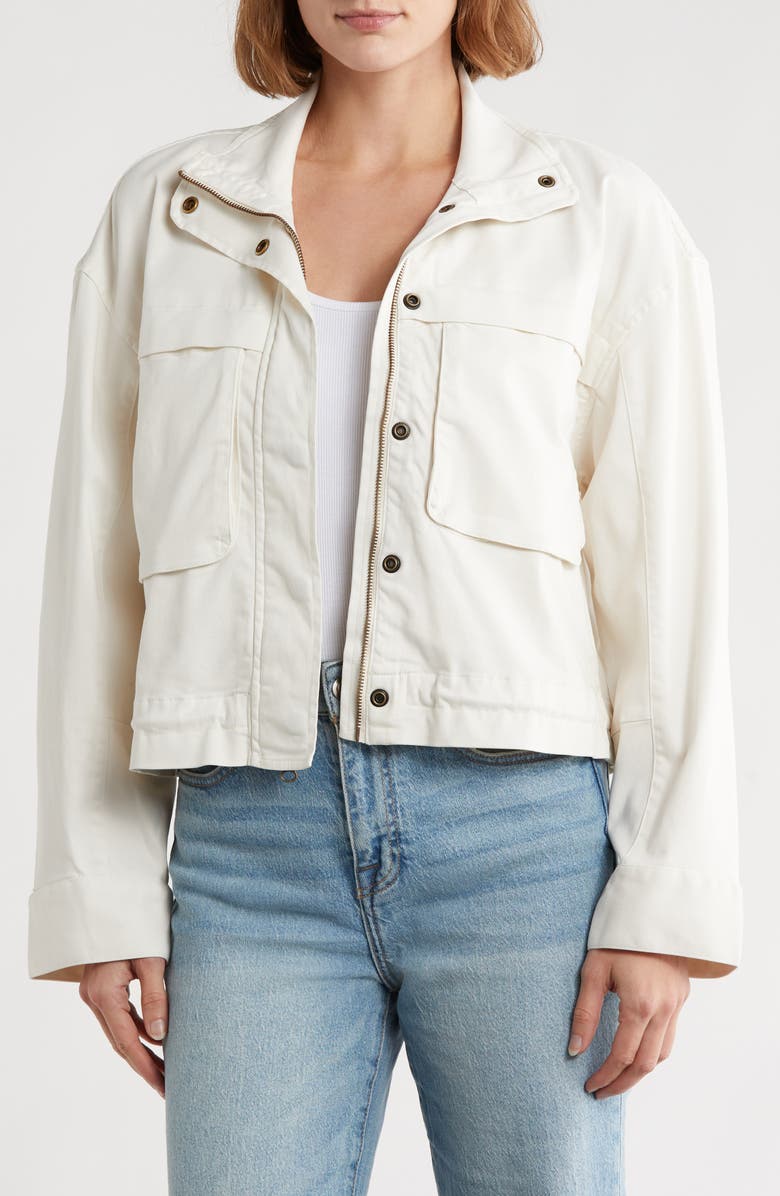 Caslon<sup>®</sup> Crop Utility Jacket, Main, color, Ivory Pristine