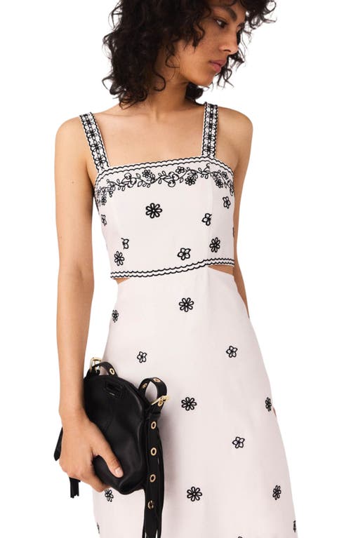 Maje Embroidered Cut-out Maxi Dress In Blue