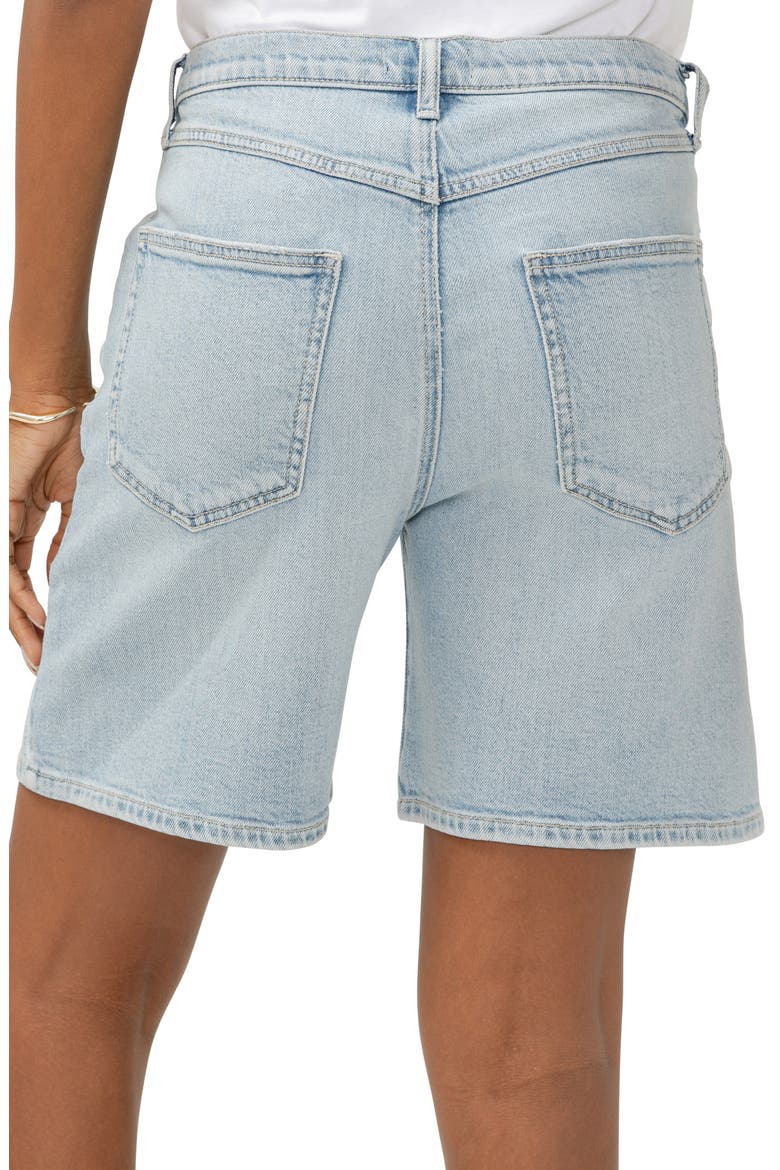 Be Easy Drawstring High Waist Long Denim Shorts, Alternate, color, INDIGO