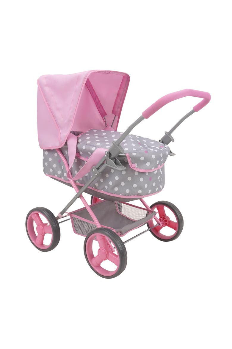 Cotton Candy Pink Doll Pram Fits Dolls 18'', Main, color, Multicolored