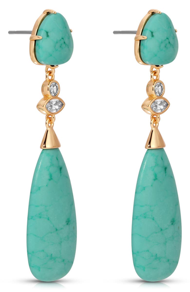 Ettika Reconstituted Turquoise Drop Earrings, Alternate, color, Turquoise