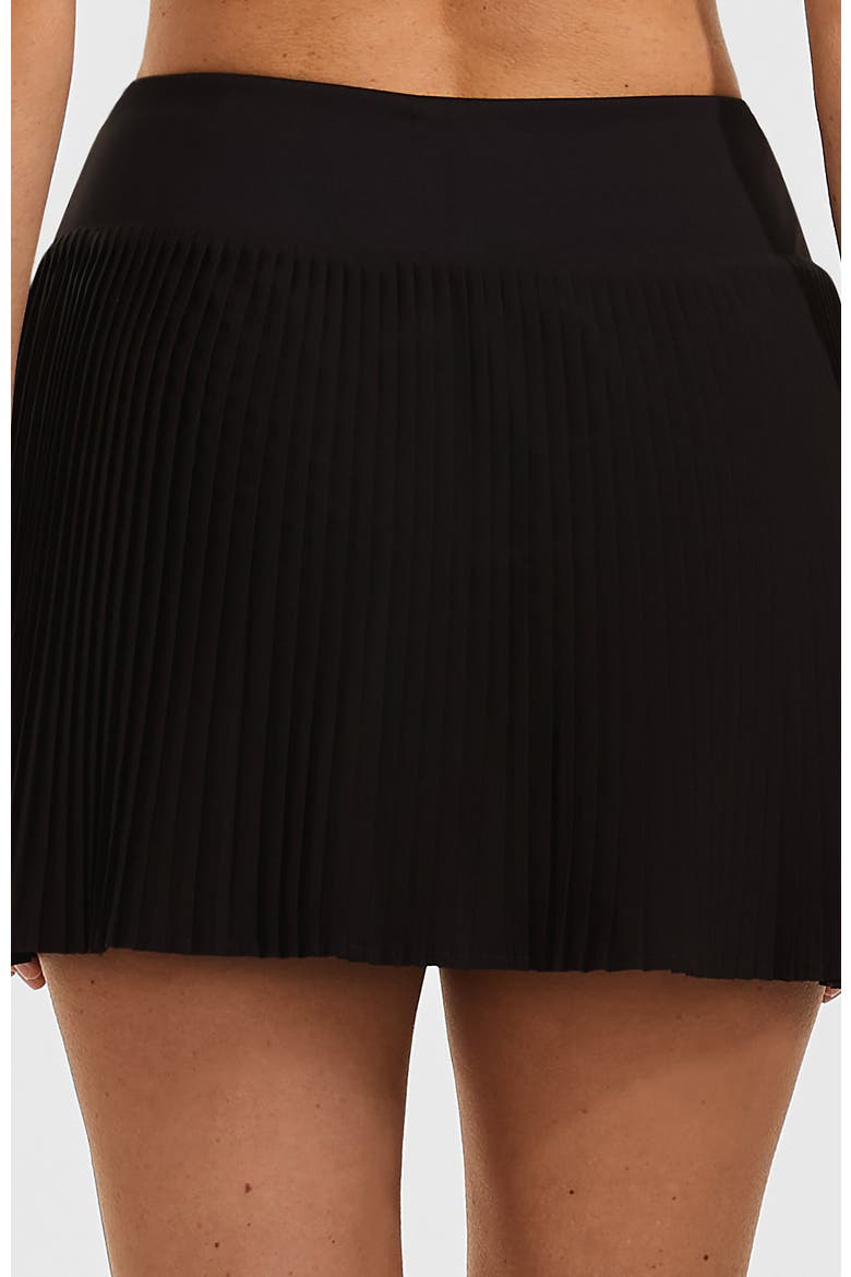 High Waisted Pleated Woven Swim Skort, Alternate, color, Black