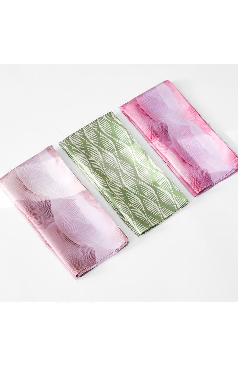 Chuks Collins x Lush Decor Shadow Bloom Silk Scarf, Alternate, color, Green/Cream