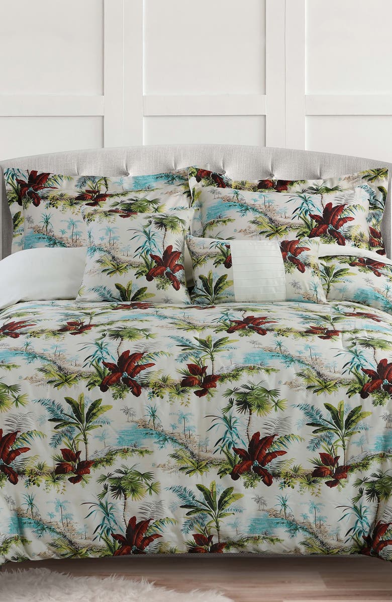 AZORES HOME Paradise Island 5-Piece Bedding Set, Alternate, color, Ivory Multicolor