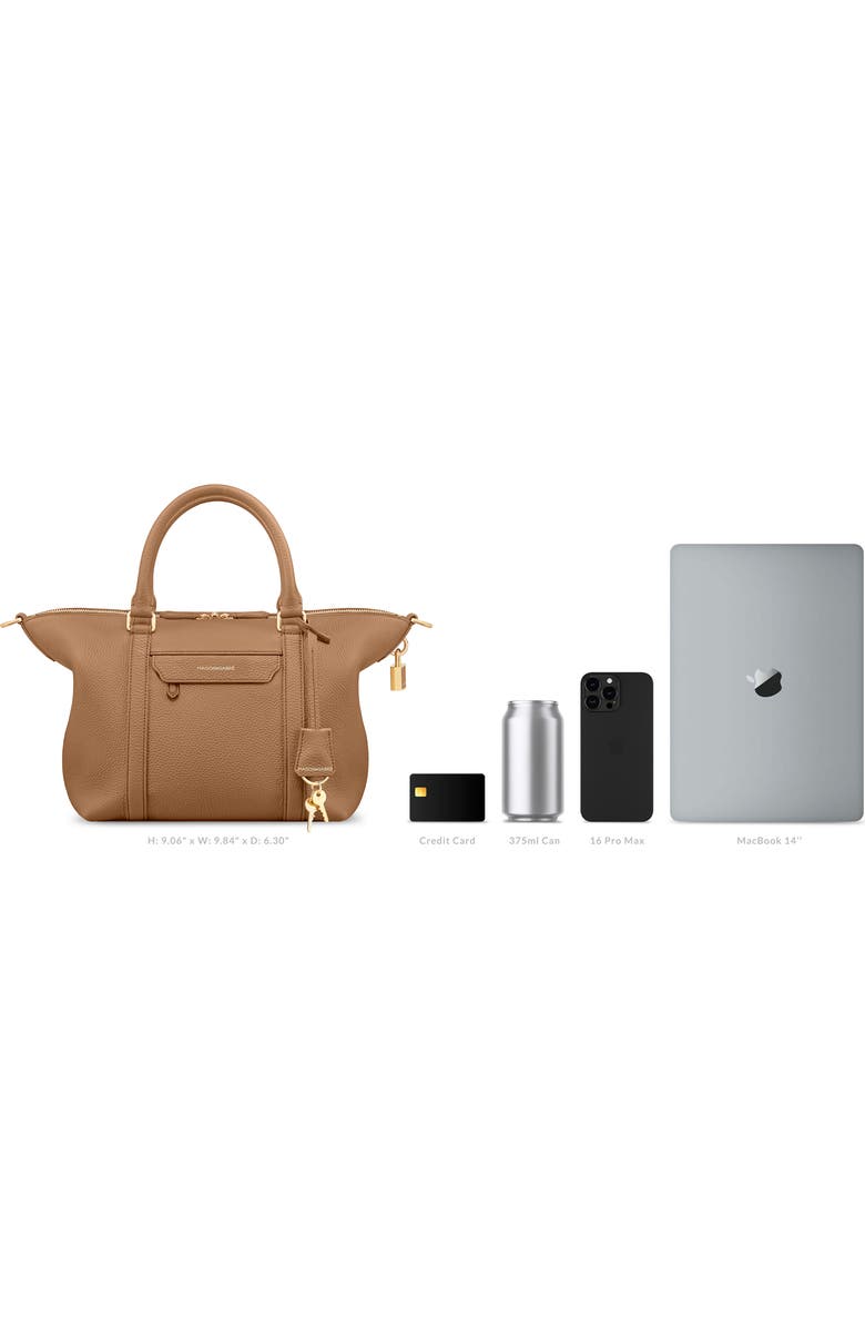 MAISON de SABRÉ Small Leather Weekender, Alternate, color, Sandstone Brown