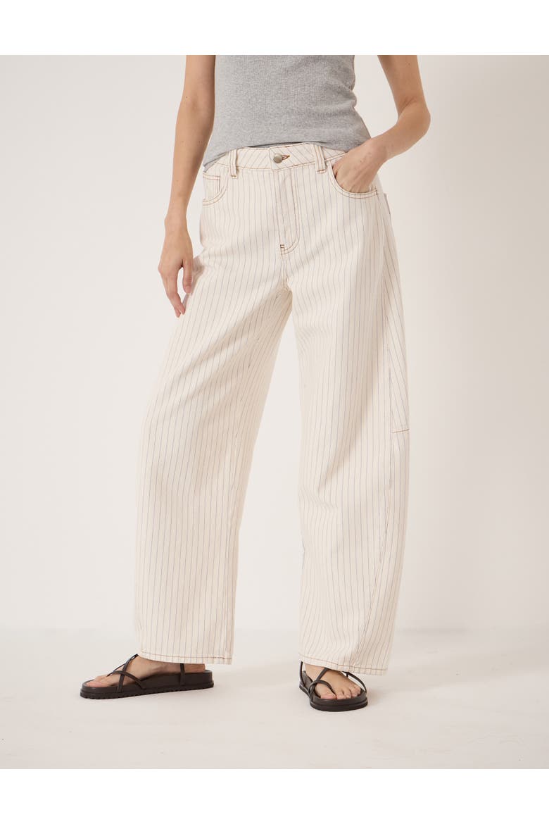 Bree Stripe Horseshoe Barrel Leg Jeans, Main, color, White