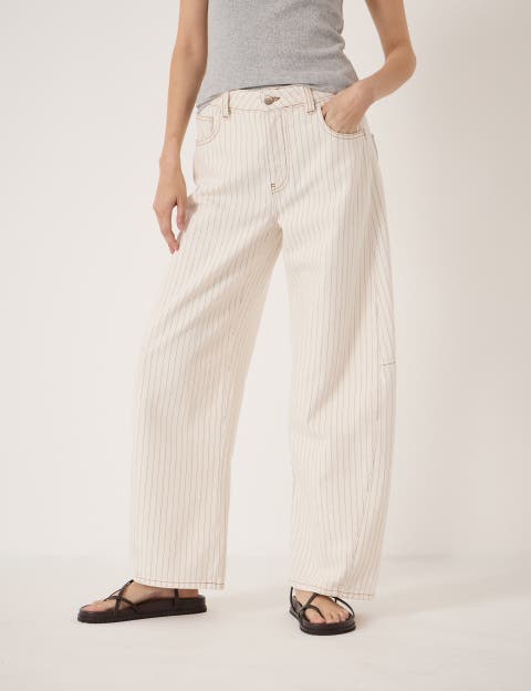 Bree Stripe Horseshoe Barrel Leg Jeans