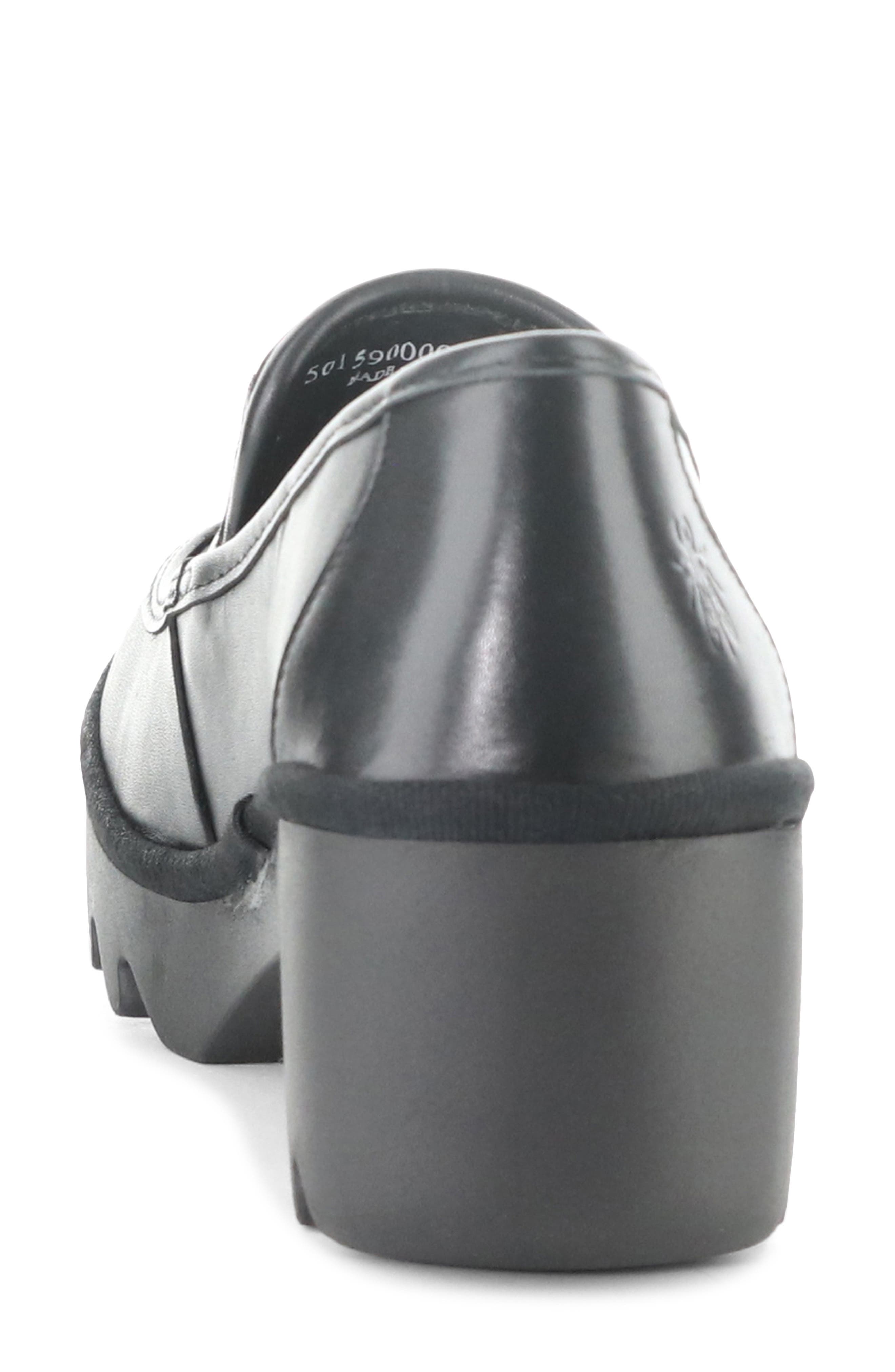 Fly London Block Heel Lug Loafer, Alternate, color, Black Burn