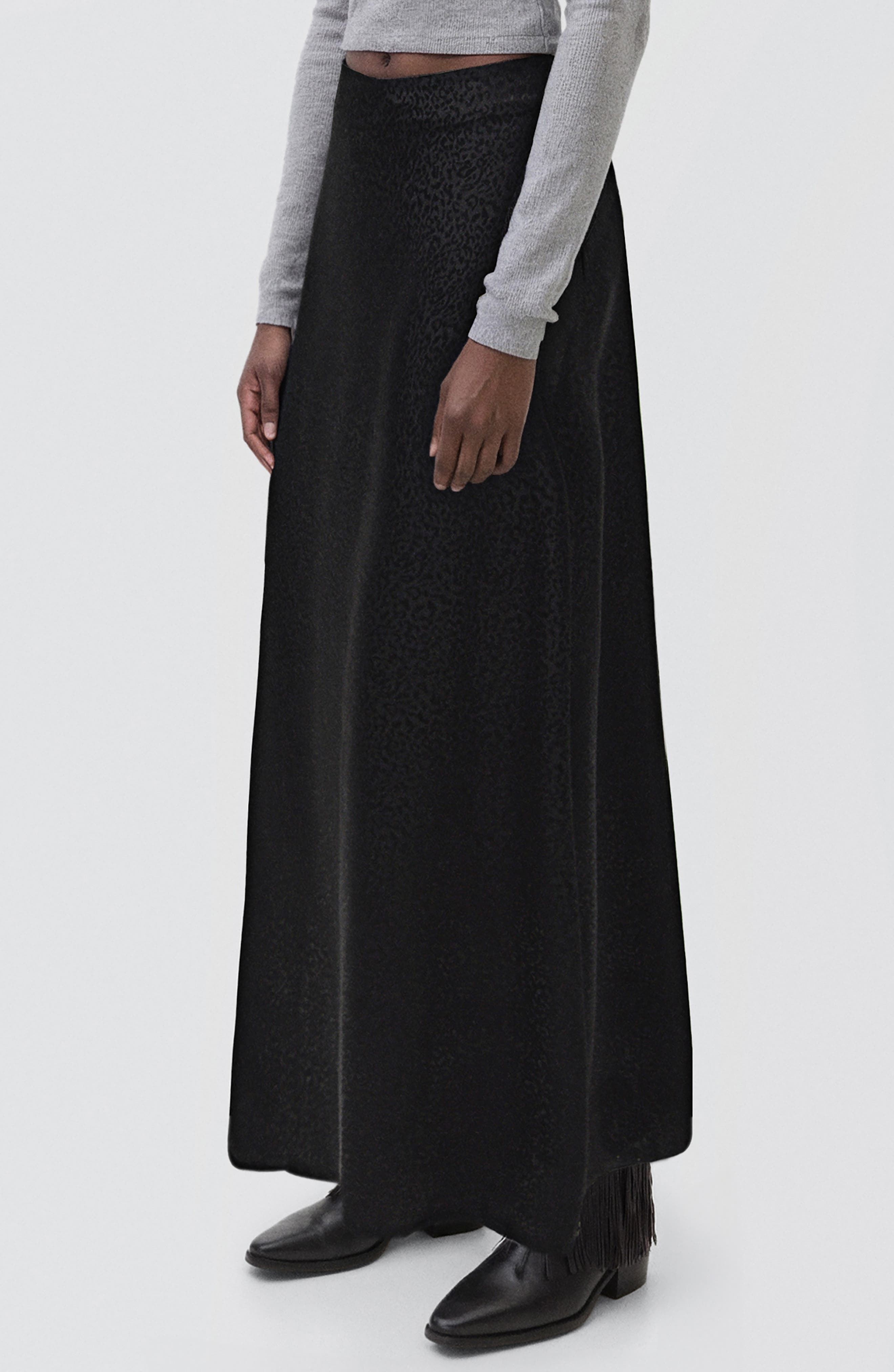 Mango Teen Leopard Print Maxi Skirt In Black