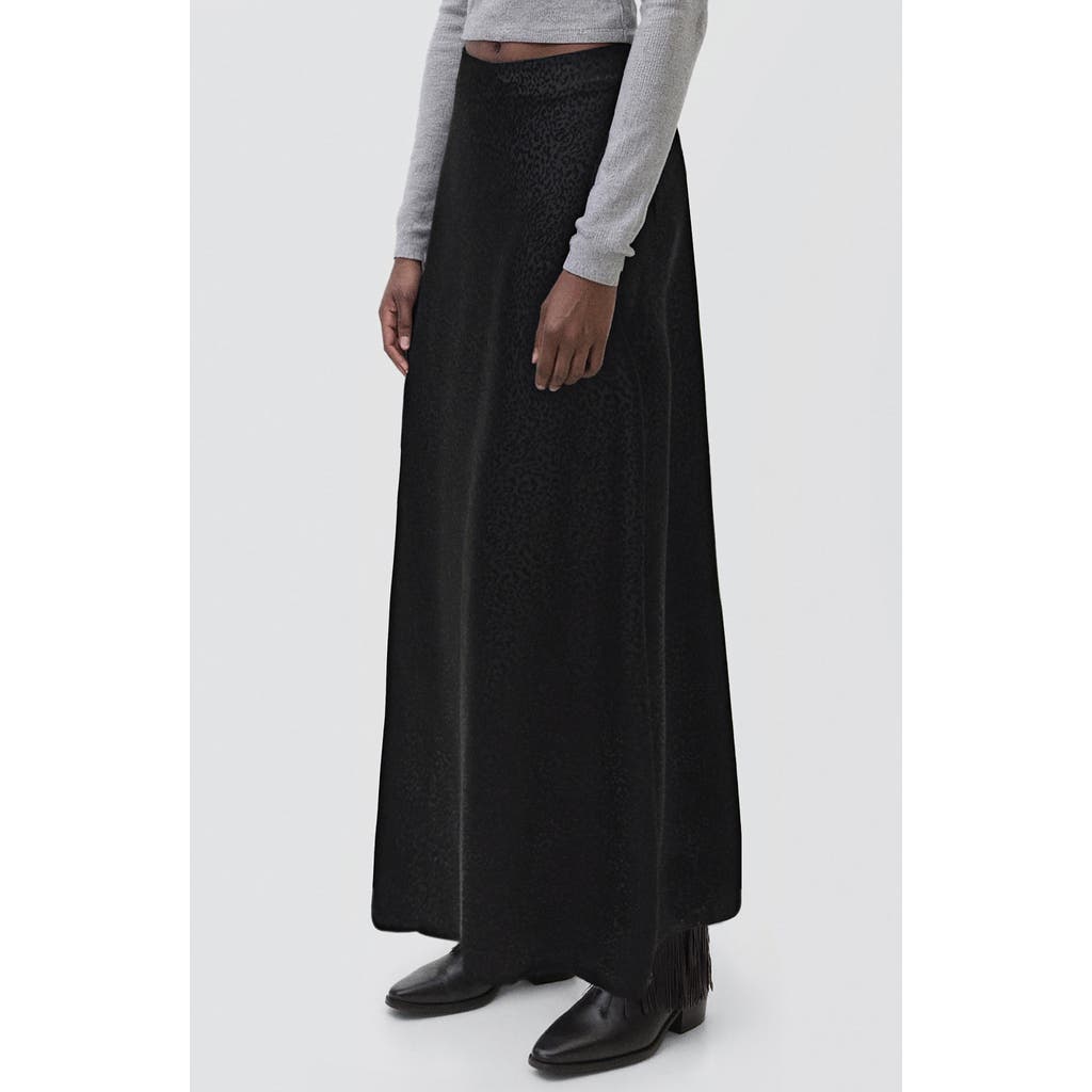 Mango Teen Leopard Print Maxi Skirt In Black