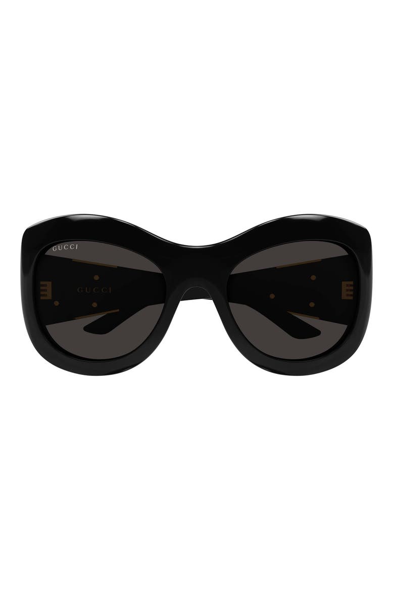 58mm Gradient Polarized Butterfly Sunglasses, Main, color, BLACK