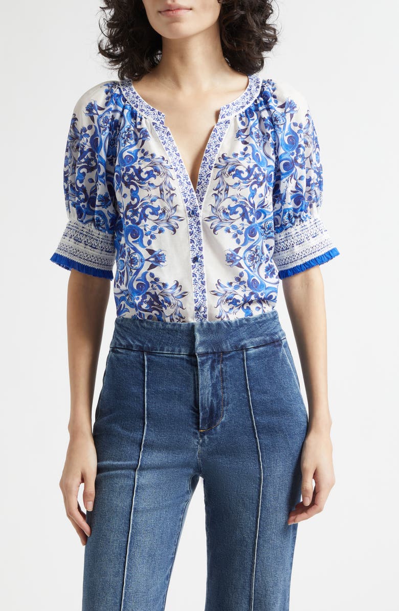 Alice + Olivia Thalia Floral Print Top, Main, color, Solstice
