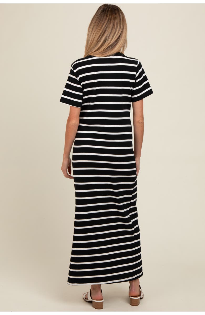 PinkBlush Striped Side Slit Maxi Dress, Alternate, color, Black