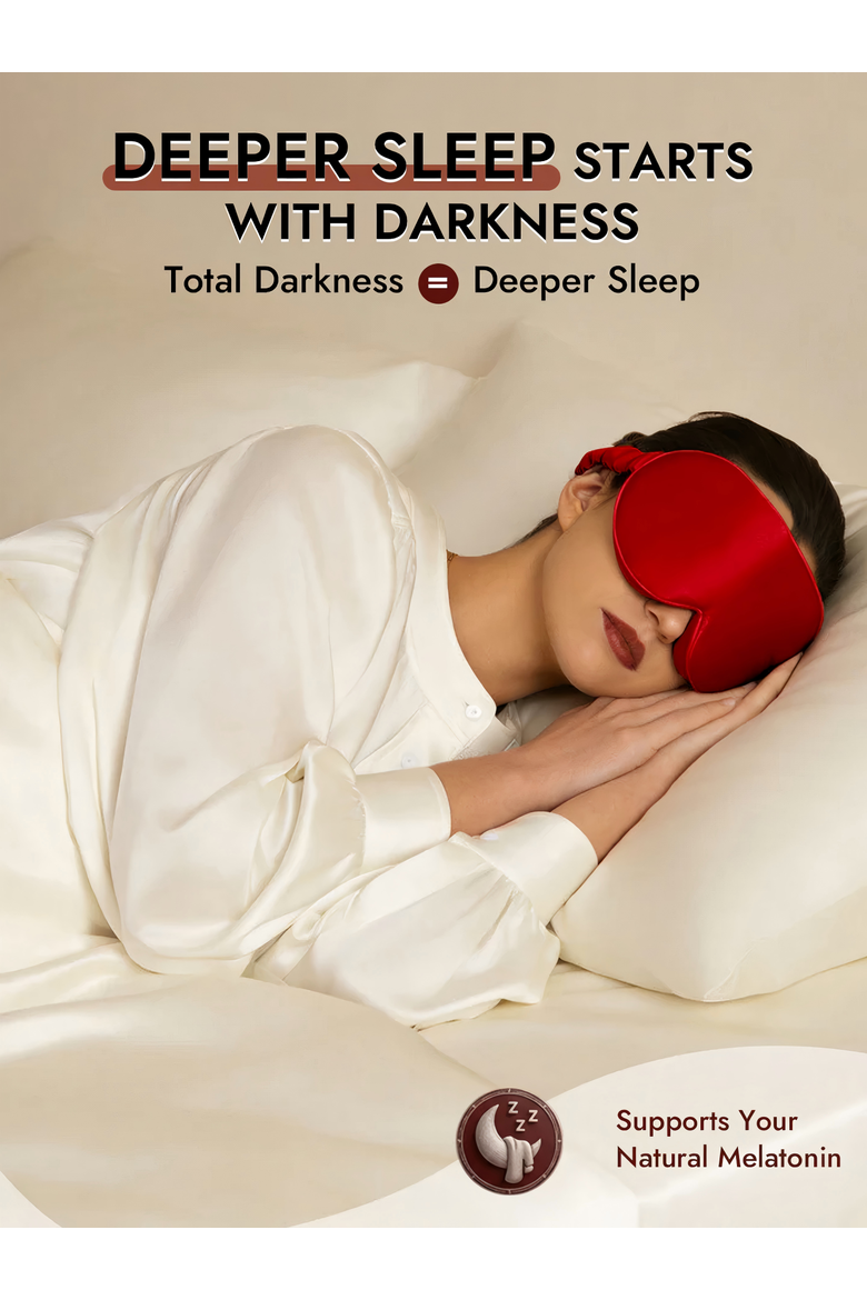22 Momme Mulberry Silk Upgraded 3D Adjustable Eye Mask, Alternate, color, Wine