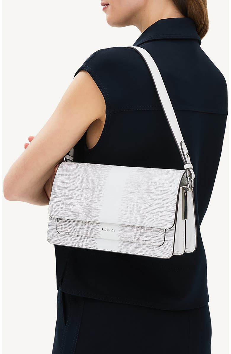 Radley Medium Lizard Embossed Leather Shoulder Bag, Alternate, color, Bright White