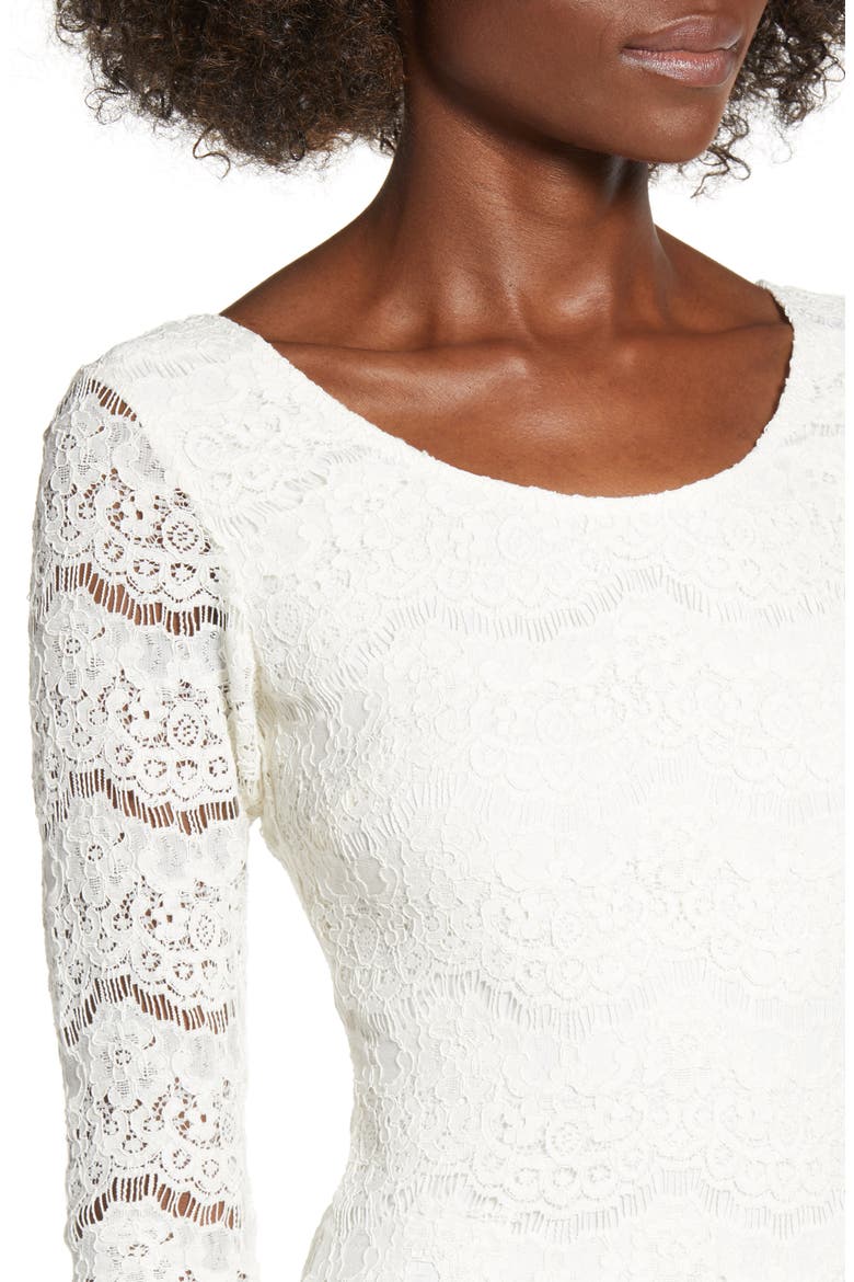 Lace Body-Con Dress, Alternate, color, IVORY