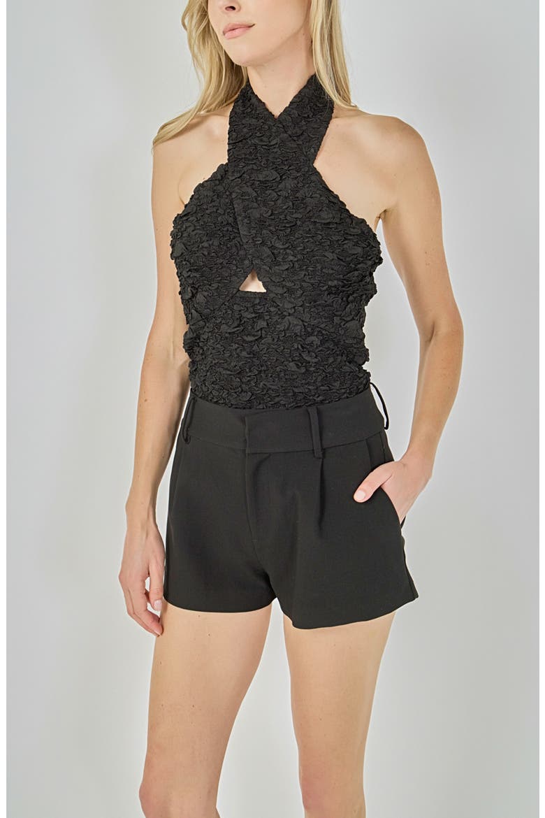 Stretchy Halter Top, Alternate, color, BLACK