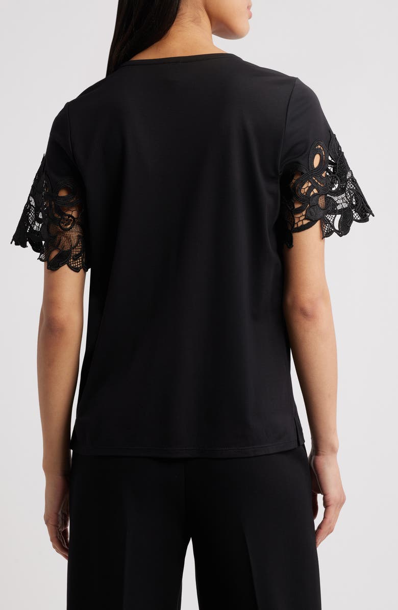 Anne Klein Harmony Lace Appliqué T-Shirt, Alternate, color, 