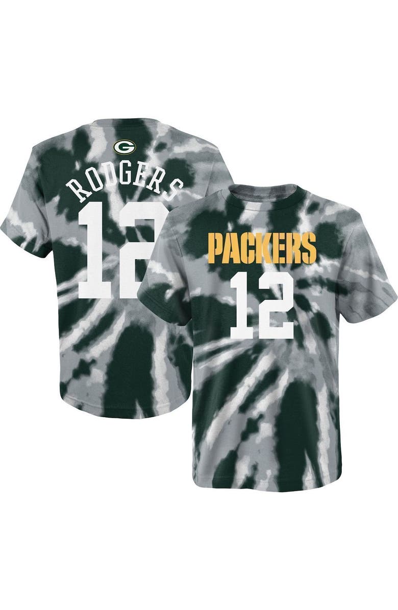 Outerstuff Youth Aaron Rodgers Green Green Bay Packers Tie-Dye Name & Number T-Shirt, Main, color, 